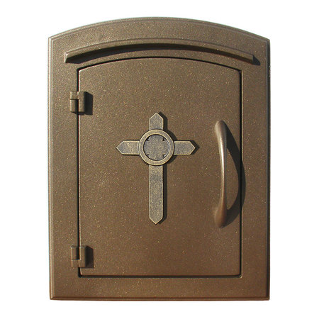 QUALARC Column Mount Mailbox w/"Decorative Cross Logo", Bronze MAN-1403-BZ